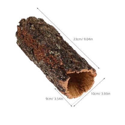 Reptile Hide: Hollow Cork Bark Log for Terrarium Bearded Dragon or Gecko Tank Accessories - Natural Looking Basking Hideout for Lizard Snake Axolotl 9x4x3.5