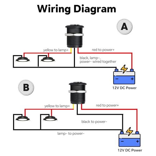 12 Volt Light Dimmer RV Boat High-Side PWM Dimming Switch, 7/8" Mounting Hole w/Blue Backlight for LED Strip Light 12V LED Halogen Incandescent, All-Aluminum Shell, Rated 6A (Black) - color: Black
