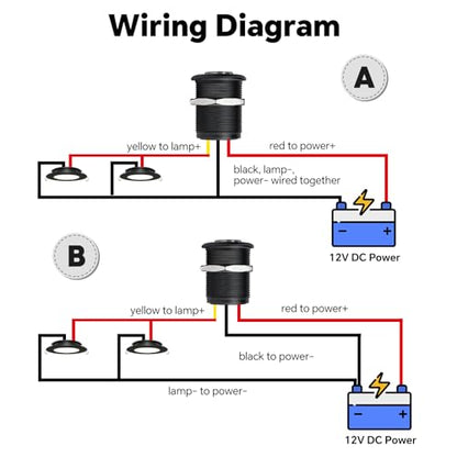 12 Volt Light Dimmer RV Boat High-Side PWM Dimming Switch, 7/8" Mounting Hole w/Blue Backlight for LED Strip Light 12V LED Halogen Incandescent, All-Aluminum Shell, Rated 6A (Black) - color: Black