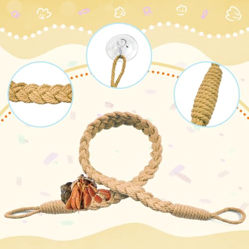 2PCS Hermit Crab Climbing Toys,Hermit Crab Rope Ladder Decor Reptile Hanging Vines Toys Hermit Crab Supplies Reptiles Habitat Tank Terrarium Accessories for Lizard Leopard Gecko Tree Frog(Flaxen)