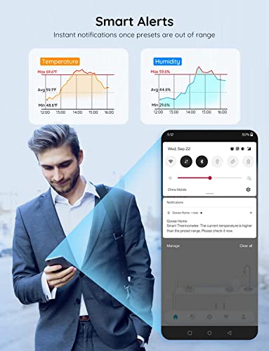 Govee Hygrometer Thermometer 3Pack H5100, Mini Bluetooth Temperature Humidity Sensor with APP Notification Alert, 2 Years Free Data Storage Export, 230 Feet Connecting Range - style: 3 Sensors