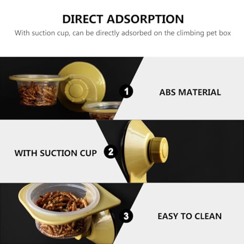 minkissy 2pcs Reptile Food Bowl with Suction Cup, Lizard Feeding Supplies for Terrarium, Anti-Escape Gecko Water Dish, Pet Feeding Tool for Amphibians and Small Reptiles