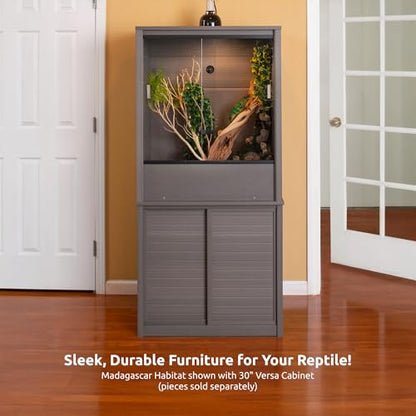 New Age Pet® Madagascar Vertical Reptile Lounge Habitat, (30" L x 24" W x 36" H) Arboreal Chameleon Cage Made with ECOFLEX®, Non-Toxic & Eco-Friendly Materials, Quick & Easy Assembly - color: Grey