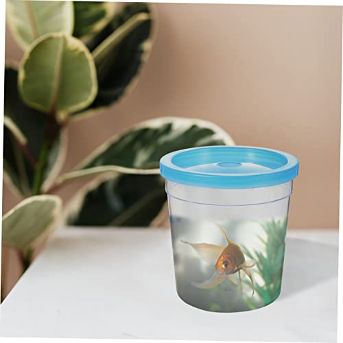 Plastic Reptile Feeding Box Lid Mini Turtle Tank and Betta Fish Cup Insect Breeding Container for Terrarium and Aquariums 1 Piece Random Color