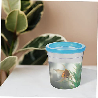 Plastic Reptile Feeding Box Lid Mini Turtle Tank and Betta Fish Cup Insect Breeding Container for Terrarium and Aquariums 1 Piece Random Color