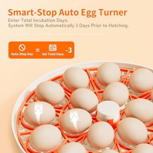 18 Egg Incubator, Automatic and Adjustable Egg Turning, Egg Candler, Temperature and Humidity Control, Hatch Day, 2 Size Egg Tray, Automatic Water Refill, Hatching Chicken Quail Duck Turkey Goose Bird