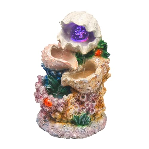 Tabletop Waterfall Fountain Indoor Themed Coral Seashell Tabletop Water Fountain Meditation (Ocean) - color: Ocean