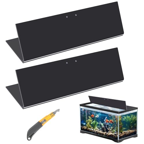 Sieral Aquarium Lids Polycarbonate Canopy 2 Pieces Set 22.95 x 11.5 x 0.12 inch for 33/40/55 Gallon with Center Brace Aquariums Cover Fish Tank Lid with a Hook Knife, Black - color: Black, size: 48 x 13 Inch