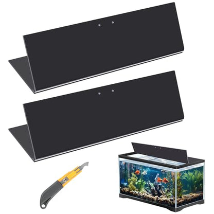 Sieral Aquarium Lids Polycarbonate Canopy 2 Pieces Set 22.95 x 11.5 x 0.12 inch for 33/40/55 Gallon with Center Brace Aquariums Cover Fish Tank Lid with a Hook Knife, Black - color: Black, size: 48 x 13 Inch