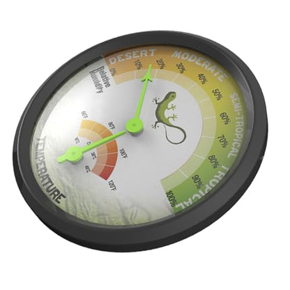 Kichvoe Reptile Box Thermometer Hygrometer High Precision Mechanical Analog Temperature and Humidity Gauge Mini Non-Battery Operated for Terrarium Pet Enclosures