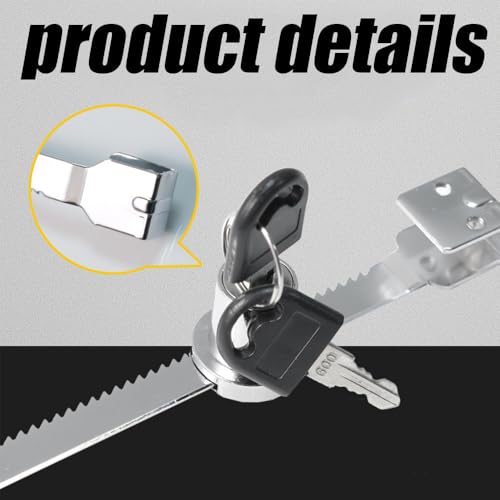 4Pcs Sliding Glass Door Ratchet Lock, Keyed Alike Showcase Display Lock, Chrome Glass Display Case Lock, Reptile Cage Lock and Key