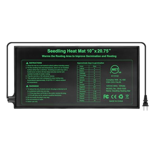 Seedling Heat Mat Hydroponic Plants Heating Pad, Seed Starting Greenhouse and Germination, Waterproof Durable Heating Pad for Indoor Home Gardening Seed Starter(10“x20.75”) - size: 10''x20.75'' 1 Pack