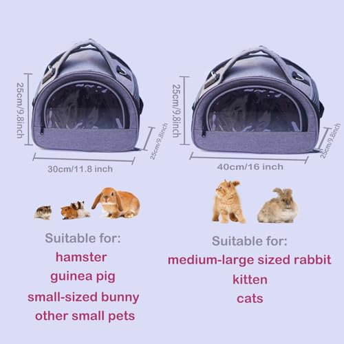 Rabbit Carrier, Small Pet Carriers for Guinea Pig Hamster Bird Bunny Bearded Dragon Kitty, Animal Bag with Stable Handle and Waterproof Pad, Easy Travel and Vet Visit-Large - size: Large