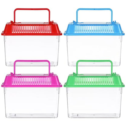 Ipetboom Mini Fish Tank: Plastic Goldfish Aquarium Habitat for Shrimp Turtle Shrimp - Small Reptile cage with Handle, 5.9x3.5x4.3 Inches (Random Color)