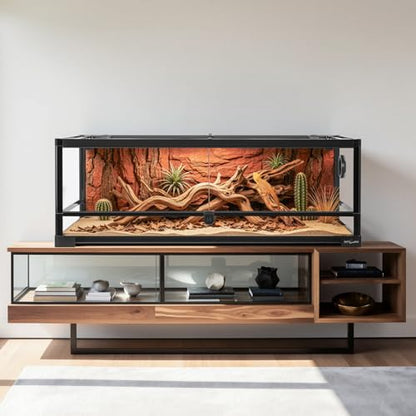 REPTI ZOO Full Glass 35 Gallon Reptile Tank, Front Opening Wide & Low Reptile Terrarium 36" x 18"x 12" for Lizard Gecko Tortoise Snake, Top Screen Ventilation & Anti Escape Lid