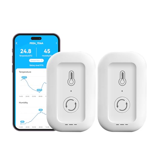 DAYBETTER Smart WiFi Thermometer Hygrometer, 2.4G Indoor Temperature Humidity Sensor with Real-Time DayBetter App Alerts, Temperature Humidity Monitor for Home Nursery Greenhouse Pet 2 Pack - size: 2PACK