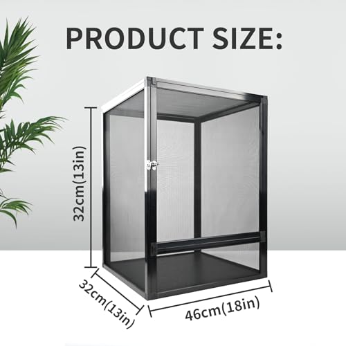 13 Gallon Reptile Enclosure 19"x13"x13" Mesh Chameleon Cage,Superior Ventilation Vertical Screen Tank for Chameleon,Crested Geckos,Leopard Geckos,Bearded Dragon,Lizards,Spider,Butterfly - size: 19x13x13inch