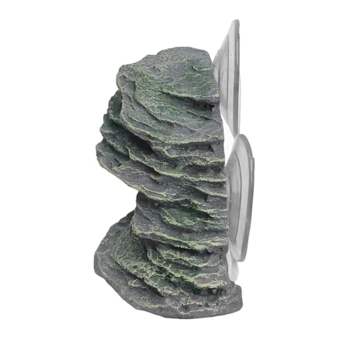 Turtle Basking Platform with Suction Cup, Resin Baby Tortoise Climbing Ramp Rock for Aquarium, Resting Terrace Stone Reptile Dock Ornament for Terrapin Lizard Frogs Newts Tank
