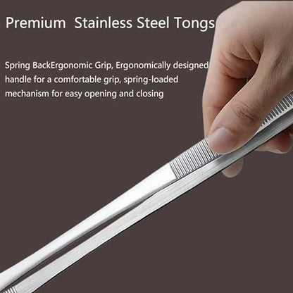 2-Pack 12-Inch BBQ Kitchen Tweezers Tongs, Extra-Long Stainless Steel Cooking Tweezers Dishwasher Safe for Grilling, Baking & Food Prep (12Inch BBQ Tongs) - color: 12inch Bbq Tongs