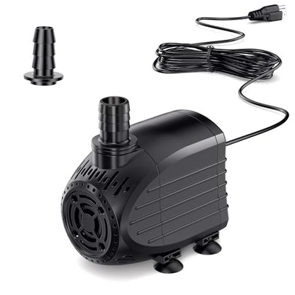 NFESOLAR Ultra Quiet Submersible Water Pump 120GPH Size 2.8Lx2.1Wx2.3H in | Water Pump with Dry Burning Protection, 5ft Cord, 3ft High Lift for Fountains, Waterfall, Hydroponics, Aquariums KF202 - size: 120GPH