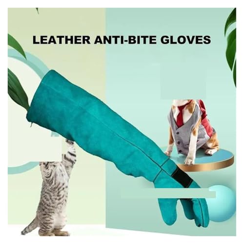 Anti-Bite Safety Gloves Ultra Long Thickened Green, Compatible for Grip Biting Catch Pets Protective Dog Reptiles Animal Supplies(45cm) - color: 45cm