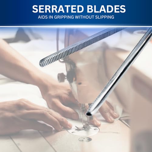 ADROIT 8" Straight Tip Hemostat Forceps | Stainless Steel Design | Small Teeth On Jaws | Locking Mechanism Built in | Great for Sewing, Fishing, Jewelry Making - size: 8", style: Straight