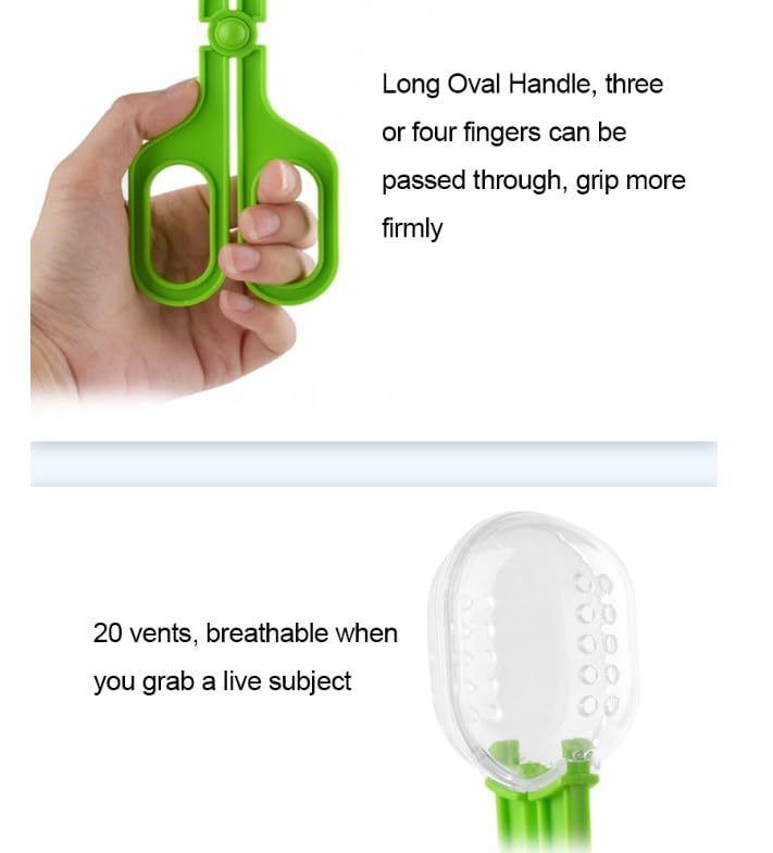 Reptile Feeding Clamp Poop Tongs Reptile Feeding Tool Reptile Poop Scoop with Vents for Tortoise Lizard Spider (Green) hamster poop scoop
