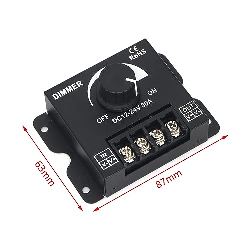 HiLetgo 2-in-1 LED Dimmer Switch 12V-24V 30A 360W Adjustable Voltage Regulator Brightness Controller for 5050 LED Strip Light