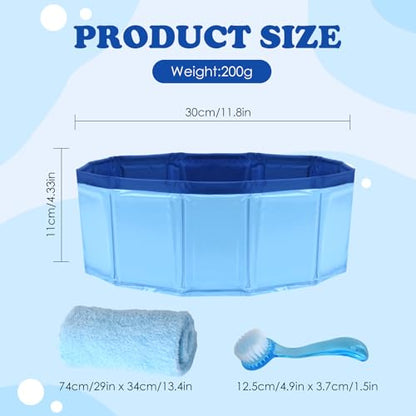 Foldable Bearded Dragon Bathtub, Bearded Dragon Pool, Bearded Dragon Bathtub with Soft Brush and Towel Set Reptile Accessories