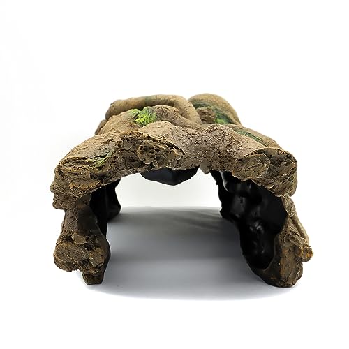JIHAQUA Aquarium Resin Bark Terrarium Decor, Lizard, Snake or Reptile Hide,Lizard, Spider and Aquarium Fish Hide Cave (Large Bark B)