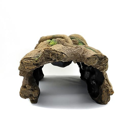 JIHAQUA Aquarium Resin Bark Terrarium Decor, Lizard, Snake or Reptile Hide,Lizard, Spider and Aquarium Fish Hide Cave (Large Bark B)