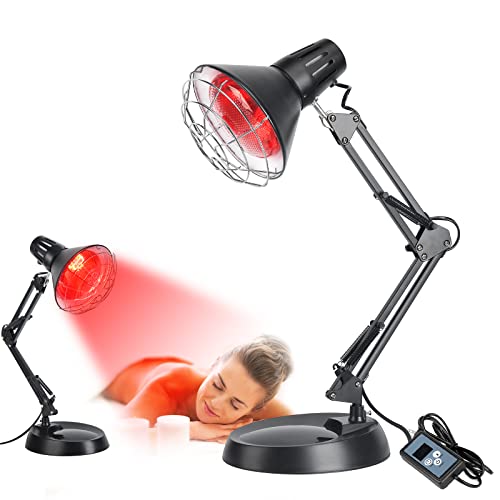 Infrared Red Light Therapy with Sturdy Base, Heat Lamp Device with 150W Bulb, Adjustable Near Infrared Light Heat Lamp Set for Body Neck Shoulder Joints Back Pain Relief