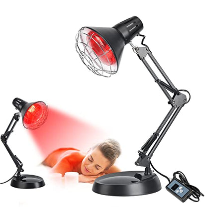 Infrared Red Light Therapy with Sturdy Base, Heat Lamp Device with 150W Bulb, Adjustable Near Infrared Light Heat Lamp Set for Body Neck Shoulder Joints Back Pain Relief