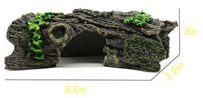 Aquarium Resin Trunk Description,Small Reptile Hide Cave, Natural Bark Texture, Safe for Freshwater & Saltwater Tanks - size: xs