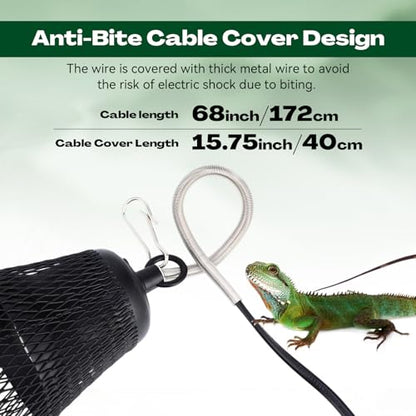 Retisee 2 Pcs Reptile Heat Lamp Cap Reptiles Anti-Scald Lampshade with Power Switch and Anti-bite Hook for Lizards Snakes Chicks, Bulb 100w Not Included