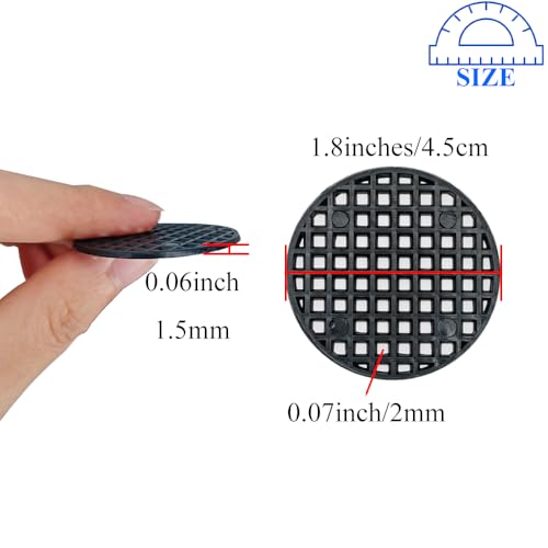 HAHIYO 50PCs 1.8Inch/4.5cm Black Round PP Plastic Flower Pot Hole Mesh Pad Bottom Grid Mat Bonsai Drainage mesh Hole Screens Gasket Prevent Soil Loss Breathable Gasket Drainage Netting for Bonsai - size: Round-1.8In-50P