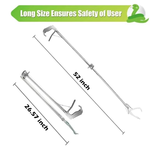 IC ICLOVER 52" Foldable Snake Grabber, 2-Section Collapsible Stainless Steel Snake Tongs, Professional Rattle Snake Handling Tools Catcher Grabber Stick Pole with Auto Lock, No-Slip Handle, Wide Jaw