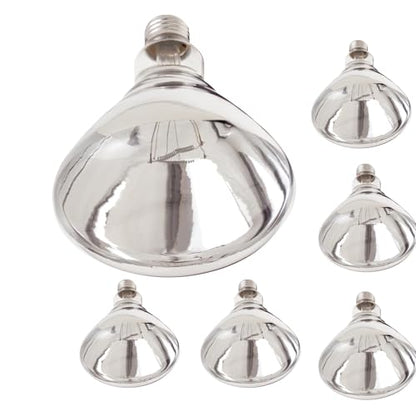 Satco S4885 BR40 Incandescent Heat Lamp Bulb, 250W, 120V, E26 Base, Clear Heat, Dimmable, Shatterproof PFA Coating, 6000H, 2700K, Bathrooms, Saunas, Industrial, Commercial Use (6 Pack)