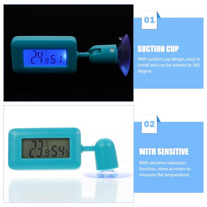 Levemolo Digital Reptile Thermometer and Hygrometer with 360° Rotary Suction Cup, Mini Electronic Temperature Measuring Device for Bearded Dragon Tank and Reptile Terrarium, Night Light