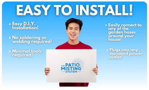 Patio Misters Pro - Ultra Fine Water Mister - Cooling Mist System for Midsize to Large Patio - High Pressure Misting Pump - Kit with Quiet Pump (1000 PSI) - DIY Installation