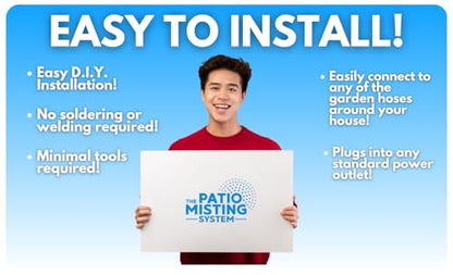 Patio Misters Pro - Ultra Fine Water Mister - Cooling Mist System for Midsize to Large Patio - High Pressure Misting Pump - Kit with Quiet Pump (1000 PSI) - DIY Installation