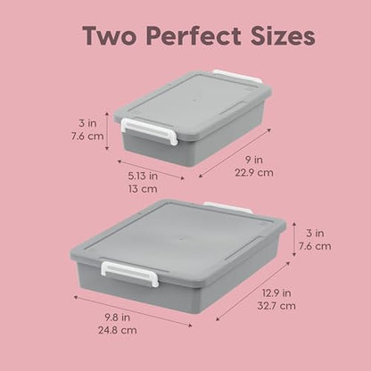 IRIS USA 6 Qt. Plastic Craft Storage Container Bins with Lids, 2 Pack, Small Art & Office Supply Organizer Tote, Sensory Bins & Boxes for Home & University, Stackable, Secure Latch Buckles, Gray - size: 6 Qt. - 2 Pack