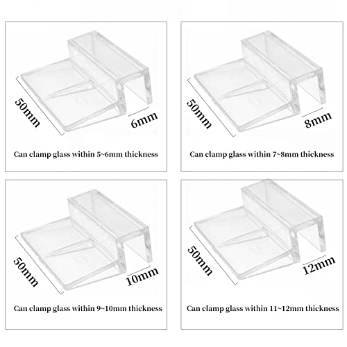 Aquarium Cover Clip, 8 Pcs 6/8/10/12mm Glass Fish Tanks Cover Clip Clear Color Acrylic Aquarium Cover Clip Support Holder Universal Lid Clips for Rimless Aquariums (8MM) - color: 8MM