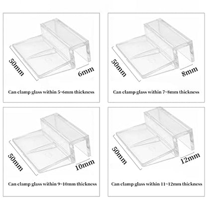 Aquarium Cover Clip, 8 Pcs 6/8/10/12mm Glass Fish Tanks Cover Clip Clear Color Acrylic Aquarium Cover Clip Support Holder Universal Lid Clips for Rimless Aquariums (8MM) - color: 8MM