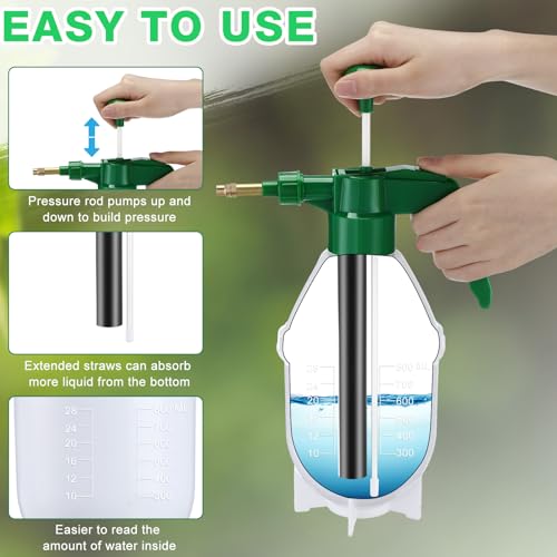 Ziliny 2 Pcs 27 oz Handheld Pump Spray Bottle Garden Mister Spray Bottles Lawn Pressure Hand Pump Sprayer with Adjustable Nozzle for Chemicals Watering Weeds Plants and Cleaning (Green) - color: Green, size: 27 oz