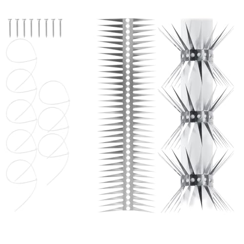 Bird Spikes - Stainless Steel Fence Spikes for Pigeons, Raccoons, Snakes - Deterrent Defender (120inch) - style: 120inch