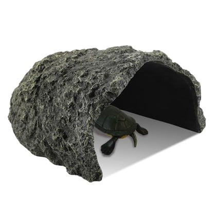 IBWell 9.1 Inch Reptile Hides Resin Tortoise Hideout for Hiding and Basking Aquarium Rock Caves for Snake Bearded Dragon Fish Lizard - size: Large