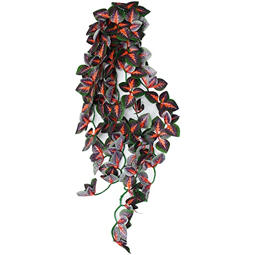30cm/12in Aquarium Decorations Plants Artificial Fake Plastic Water Grass Plants for Fish Tank Aquarium Decor Artificial Hanging Plants - color: Red Leaves, size: 12INCH