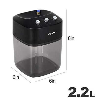 REPTI ZOO 2.2L Solo Adjustable Starter Mister for Reptile Terrariums Humidifier High Pressure Silent Pump Machine Misting Rainforest Sprayer System Tank with 2PCS Nozzles for Reptiles/Amphibians