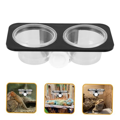 BESPORTBLE 3pcs Crested Gecko Accessories Pet Bowls Reptile Food Container Suction Cup for Tank Easy to